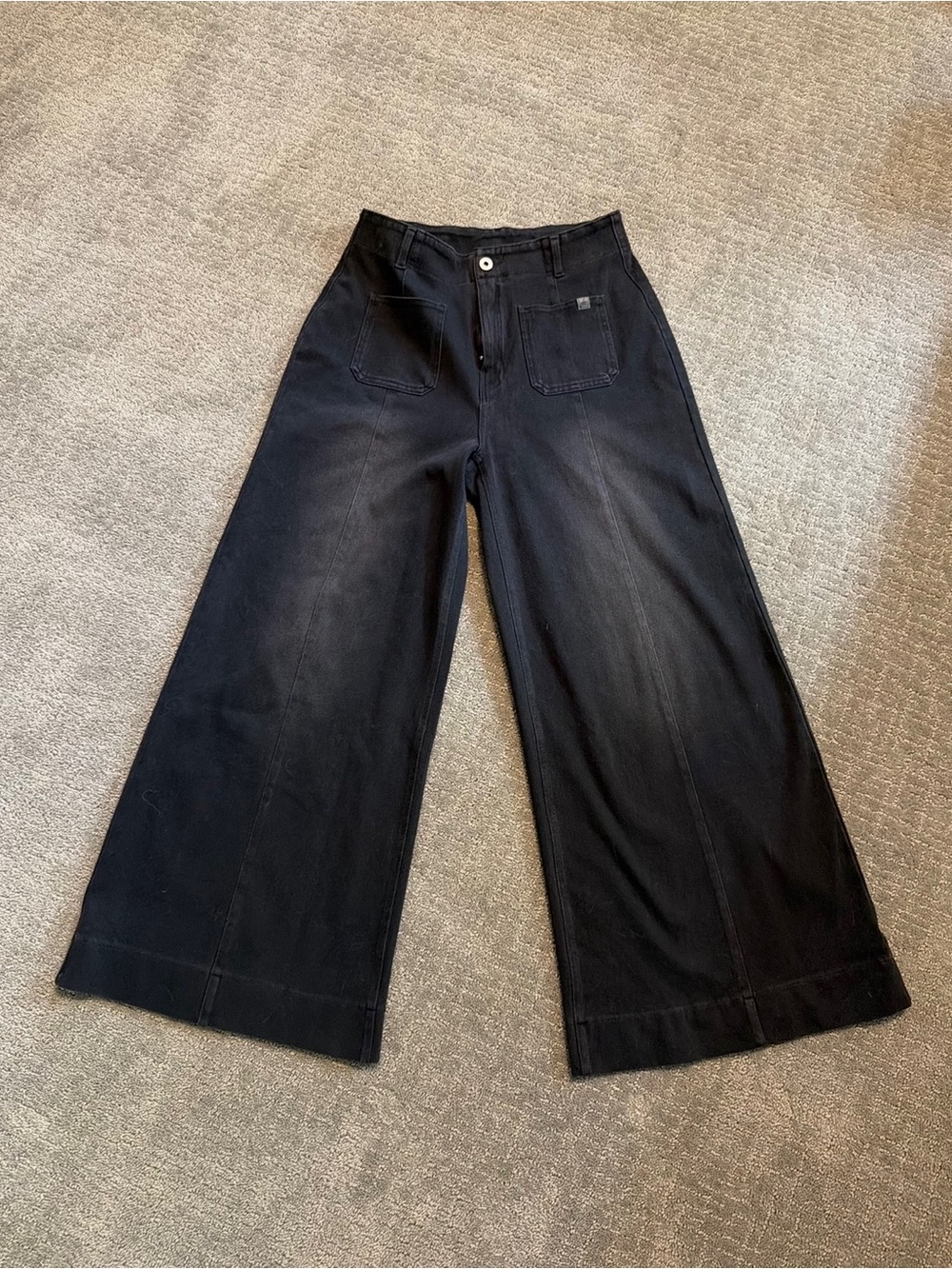 HALARA Flex High Waisted Black Denim Wide-Leg Jeans Petite Small